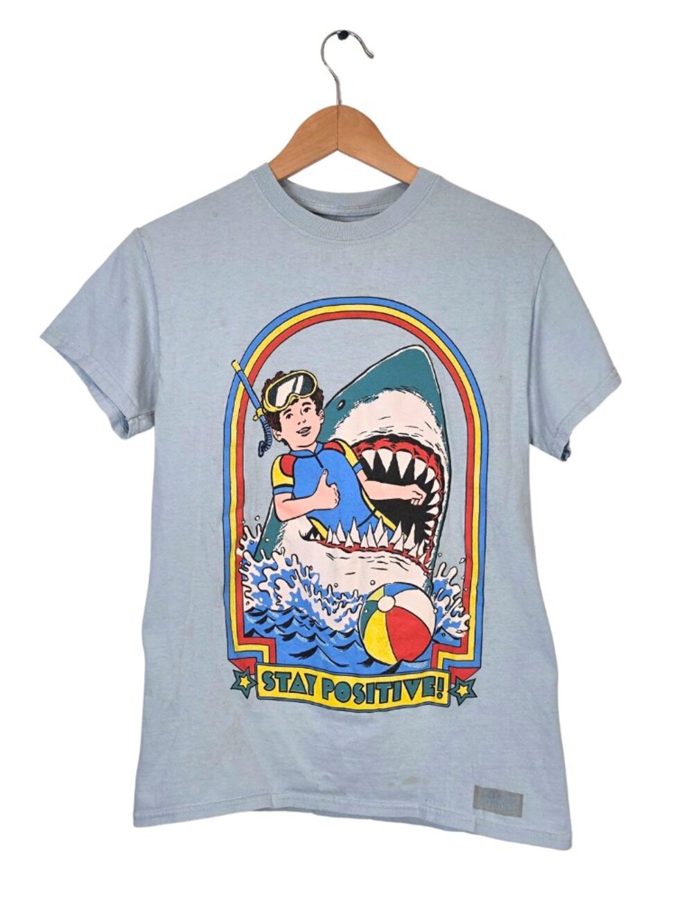 Vintage Steven Rhodes Ripple Junction Stay Positive graphic t-shirt men's Small